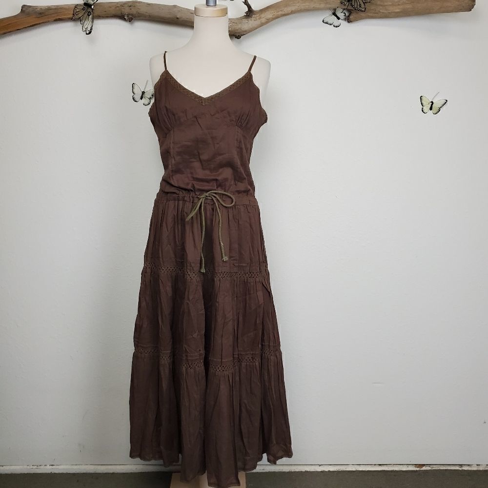Nimmi brown boho gypsy style summer maxi dress